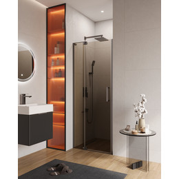 Душевая дверь Cezares 80 см SLIDER-B-1-80/90-BR-GM (стекло 8 мм) оружейная сталь/тонированное - фото 