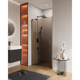 Душевая дверь Cezares 90 см SLIDER-B-1-90/100-BR-GM (стекло 8 мм) оружейная сталь/тонированное - фото 
