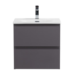 Тумба подвесная с раковиной Belbagno 50 см KRAFT 39-500/390-2C-SO-GSO (раковина BB500/390ETL) тёмно-серый матовый - фото 