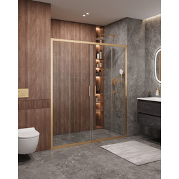 Душевая дверь Cezares 170 см MOLVENO-BF-2-170-C-BORO-IV, брашированное золото/прозрачное - фото 