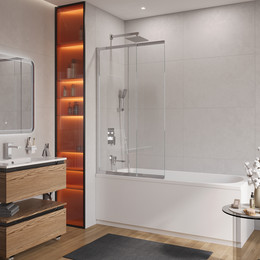 Шторка для ванны Cezares 100 см SLIDER-FIX-VF-11-100/150-C-Cr, хром/прозрачное - фото 