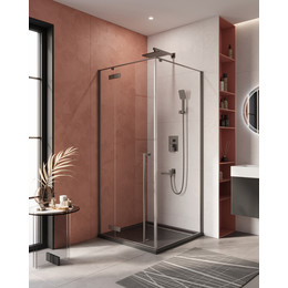 Душевое ограждение Cezares 900x900 LINER-A-1-90-C-GM-L, оружейная сталь/прозрачное - фото 