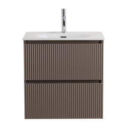 Тумба подвесная с раковиной BelBagno 60 см UNO-600-2C-SO-СO, бежевый матовый - фото 