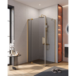 Душевое ограждение Cezares 80x(90-100) SLIDER-AH-1-80-90/100-GRIGIO-BORO (стекло 8 мм) брашированное золото/тонированное - фото 