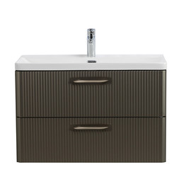 Тумба подвесная с раковиной BelBagno 80 см DUE-800-2C-SO-GM-P, оружейная сталь - фото 