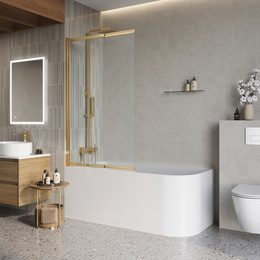 Шторка для ванны BelBagno 100 см LUCE-VF-11-100/145-C-ORO, золото/прозрачное - фото 