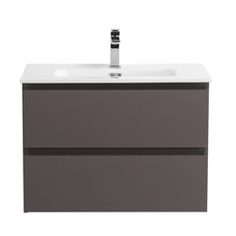 Тумба подвесная с раковиной Belbagno 70 см KRAFT-700-2C-SO-GSO (раковина BB700ETL) тёмно-серый матовый - фото 