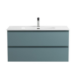 Тумба подвесная с раковиной Belbagno 90 см KRAFT-900-2C-SO-AO (раковина BB900ETL) голубой матовый - фото 