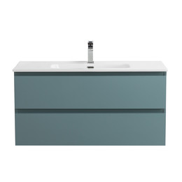 Тумба подвесная с раковиной Belbagno 100 см KRAFT-1000-2C-SO-AO (раковина BB1000ETL) голубой матовый - фото 
