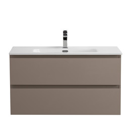 Тумба подвесная с раковиной Belbagno 90 см KRAFT-900-2C-SO-СO (раковина BB-8099-90) бежевый матовый - фото 