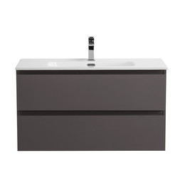 Тумба подвесная с раковиной Belbagno 80 см KRAFT-800-2C-SO-GSO (раковина BB800ETL) тёмно-серый матовый - фото 