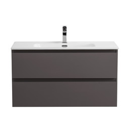 Тумба подвесная с раковиной Belbagno 100 см KRAFT-1000-2C-SO-GSO (раковина BB1000ETL) тёмно-серый матовый - фото 