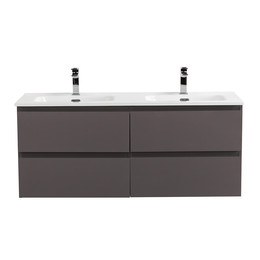 Тумба подвесная с раковиной Belbagno 120 см KRAFT-1200-4C-SO-GSO (раковина BB1200ETL) тёмно-серый матовый - фото 