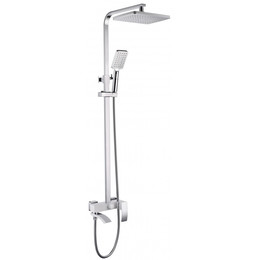 Душевая стойка с изливом Grocenberg GB7007-1WC, белый хром - фото 