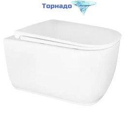 Унитаз подвесной безободковый Azario RIANO AZ-2808E с крышкой микролифт (Система смыва торнадо) - фото 