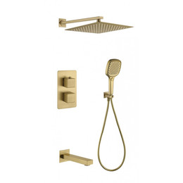 Душевая система для душа с термостатом Grocenberg GB5050MG, матовое золото - фото 