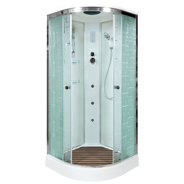 Гидробокс Avacan 100x100 см EM1510GM+EL, хром/узор (безсиликоновая сборка) - фото 