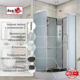 Душевая кабина Avacan 110x80 см EM2811RN, хром/матовое (безсиликоновая сборка) - фото 