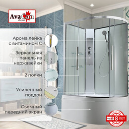 Душевая кабина Avacan 120x90 см EM5912LNT, хром/прозрачное (безсиликоновая сборка) - фото 