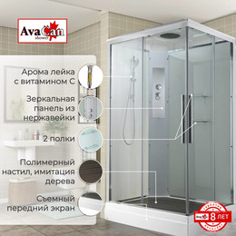 Душевая кабина Avacan 120x90 см K2012, хром/прозрачное (безсиликоновая сборка) - фото 