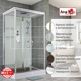 Душевая кабина Avacan 100x80 см V2810, хром/прозрачное (безсиликоновая сборка) - фото 