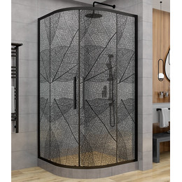Душевое ограждение Avacan 90х90 см HB90, чёрный/узор - фото 