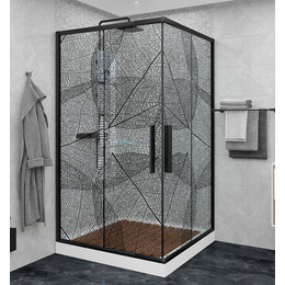 Душевое ограждение Avacan (100-110)х(100-110) см KB100, чёрный/узор - фото 