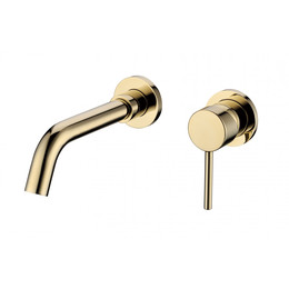 Смеситель для раковины настенный Grocenberg GB511GO (со скрытой частью) золото - фото 