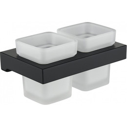 Двойной стакан для зубных щеток Grocenberg AC0022BL, цвет чёрный матовый - фото 