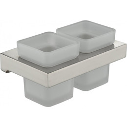 Двойной стакан для зубных щеток Grocenberg AC0022NK, цвет никель - фото 