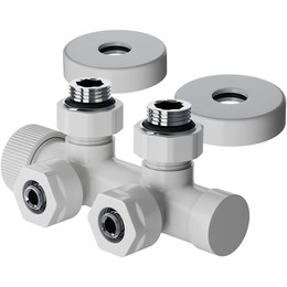 Узел нижнего подключения термостатический угловой Royal Thermo Design Pro 15мм М30х1,5 RANPU11215WH, белый - фото 