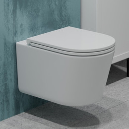 Унитаз подвесной безободковый EvaGold EG070007 с тонкой крышкой микролифт - фото 