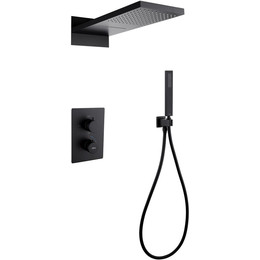 Душевая система для душа с термостатом Abber Weiss Insel AF8052B, чёрный матовый - фото 