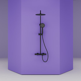 Душевая стойка c термостатом Sancos Game SC3001MB, чёрный матовый - фото 