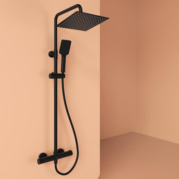 Душевая стойка с термостатом Sancos Kanedo SC7100MB, чёрный матовый - фото 