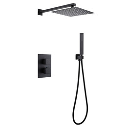 Душевая система для душа с термостатом Abber Daheim AF8251B, чёрный матовый - фото 
