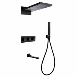 Душевая система для ванны с термостатом Abber Daheim AF8253B, чёрный матовый - фото 