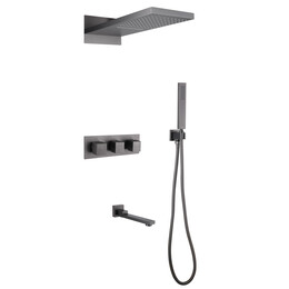Душевая система для ванны с термостатом Abber Daheim AF8253NG, никель - фото 