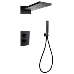 Душевая система для душа с термостатом Abber Weiss Insel AF8052B, чёрный матовый - фото 