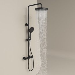 Душевая стойка с термостатом Sancos Teo SC11001MB, чёрный матовый - фото 