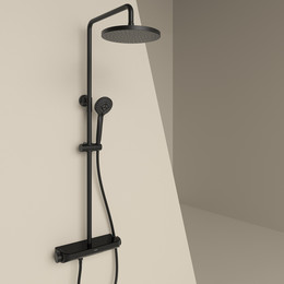 Душевая стойка с термостатом Sancos Teo SC11002MB, чёрный матовый - фото 