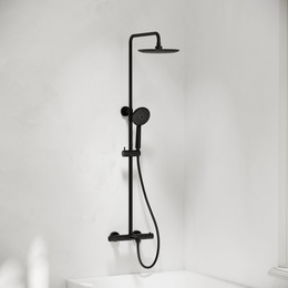 Душевая стойка с термостатом Sancos Game SC3001LMB, чёрный матовый - фото 