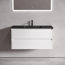 Тумба подвесная с раковиной-столешницей Sancos Libra 100 см LB100W (раковина Element CN7003MB) - фото 