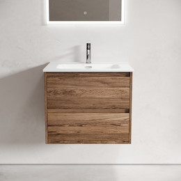 Тумба подвесная с раковиной Sancos Libra 60 см LB60ECH, дуб чарльстон (раковина Element CN7001) - фото 