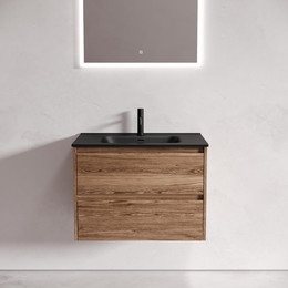 Тумба подвесная с раковиной-столешницей Sancos Libra 70 см LB70ECH, дуб чарльстон (раковина Element CN7007MB) - фото 