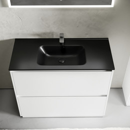 Тумба напольная с раковиной-столешницей Sancos Libra Floor 100 см LB100FW (раковина Element CN7003MB) - фото 