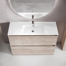 Тумба напольная с раковиной-столешницей Sancos Libra Floor 120 см LB120F-1EG, дуб галифакс натуральный (раковина Element CN7006) - фото 