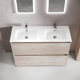 Тумба напольная с раковиной Sancos Libra Floor 120 см LB120F-2EG, дуб галифакс натуральный (раковина Element CN7004) - фото 