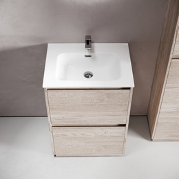 Тумба напольная с раковиной Sancos Libra Floor 60 см LB60FEG, дуб галифакс натуральный (раковина Element CN7001) - фото 