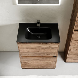 Тумба напольная с раковиной-столешницей Sancos Libra Floor 70 см LB70FECH, дуб чарльстон (раковина Element CN7007MB) - фото 